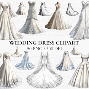 Hochzeitskleid Clipart Brautkleid PNG Spitzenkleid Kunst Digitales Hochzeitskleid Designs Brautgrafik Kommerzielle Nutzung Digitaler Download