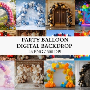 Party Ballon Backdrop Kollektion für Geburtstag Baby Shower Themed Feiern Happy Birthday Hintergründe hochauflösende druckbare Designs