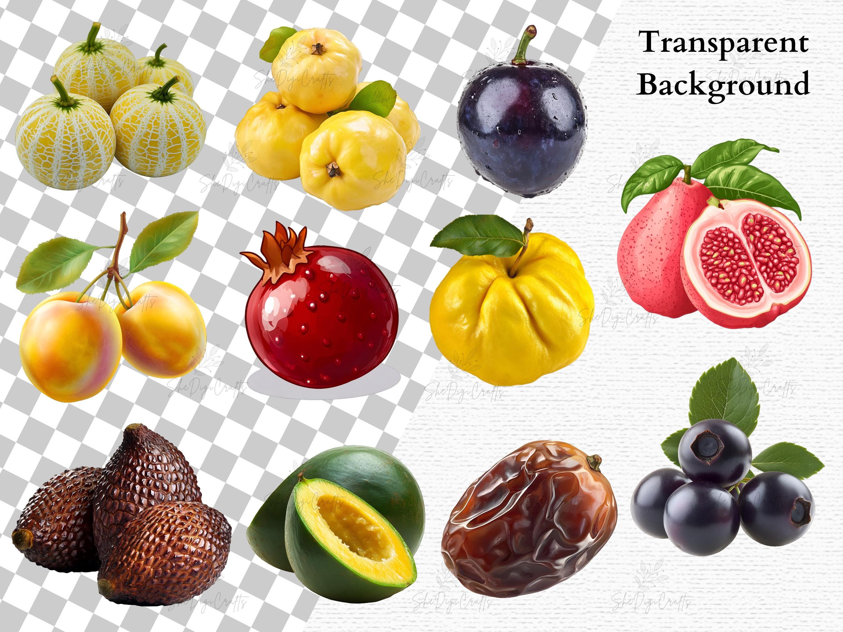 Watercolor Fruit Clipart PNG Bundle Tropical Fruits Sublimation ...