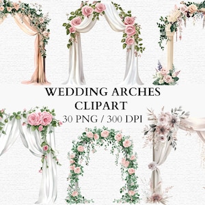 Hochzeit Bogen Clipart Blumengarten Hochzeit Bogen Clipart Rosa Blumen Torbogen Zeremonie Dekoration PNG Digital Download Hochzeitsdekor PNG-Set