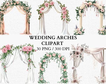 Hochzeit Bogen Clipart Blumengarten Hochzeit Bogen Clipart Rosa Blumen Torbogen Zeremonie Dekoration PNG Digital Download Hochzeitsdekor PNG-Set