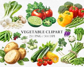 Pacote de clipart de vegetais em aquarela PNGs frescos da fazenda para cartões de receita Arte de parede de cozinha Etiquetas de jardim Download digital Uso comercial