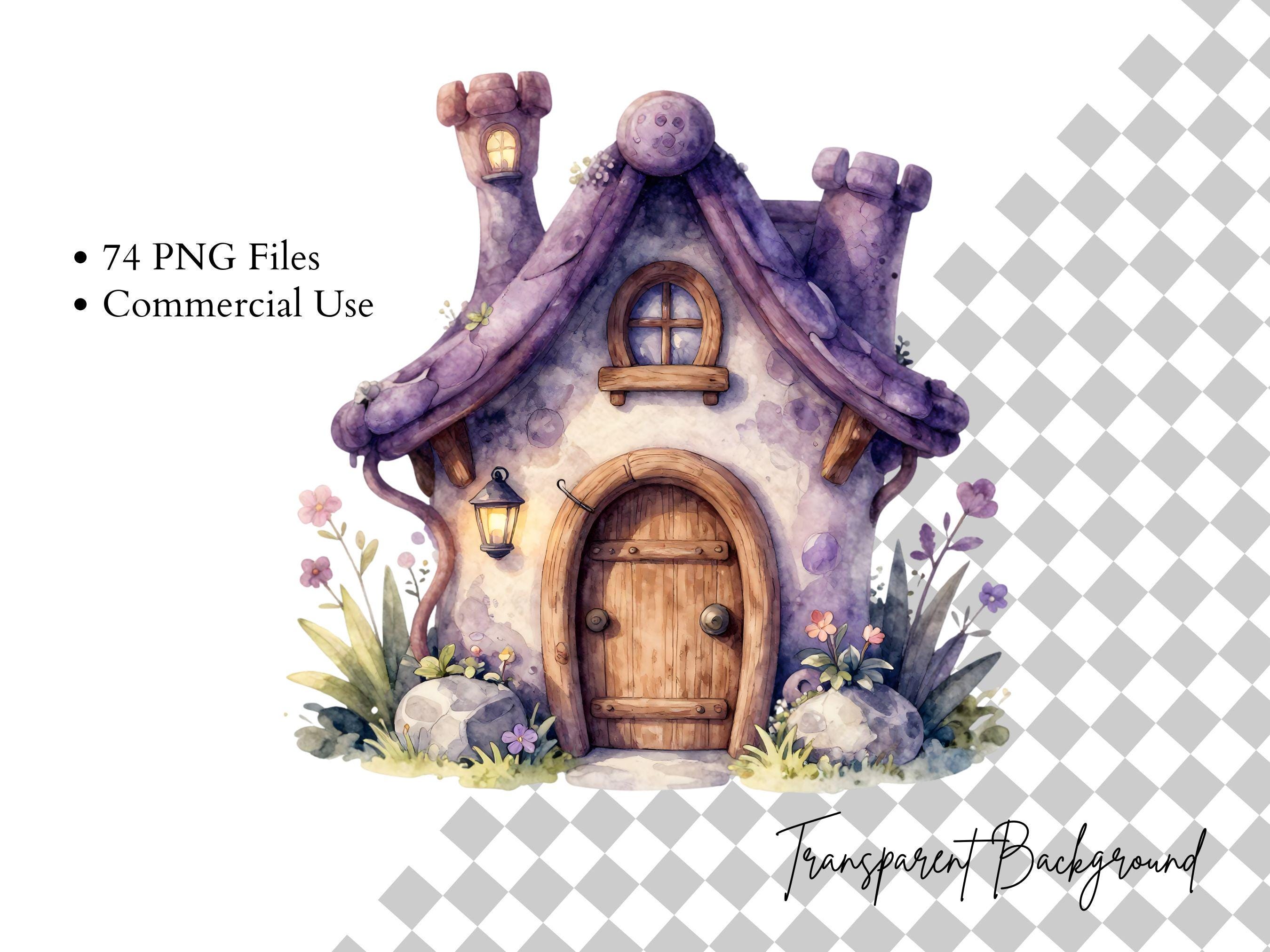 Purple Fairy Clipart Watercolor PNG Bundle, Lavender Fairy Garden ...
