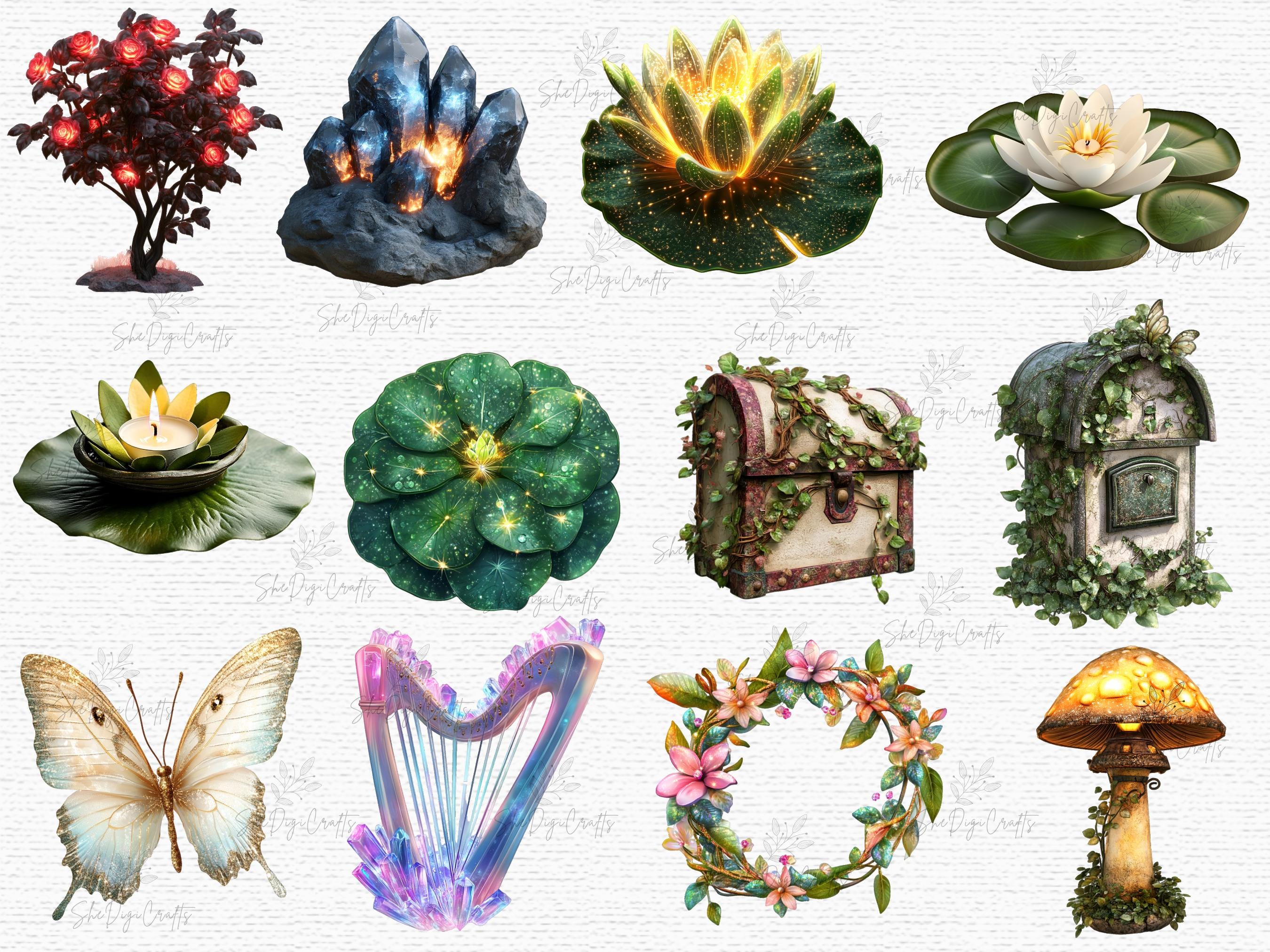 Fairy Tale Clipart Set PNG Fantasy Garden Magical Creatures Fairy ...