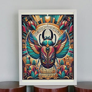 Egypt Art Poster Scarab - Scarab Beetle Print - Middle Eastern Art - Egypt Art - Cultural Art Print - Wall Decoration - Egyptian Art