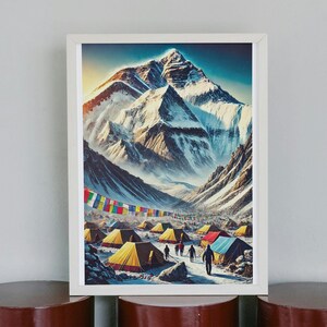 Mount Everest Print - Mountain Wall Poster - Mountaineering  - Alpine Climbing - Nepal art Print - Travel Poster - Adventure Art - Poster