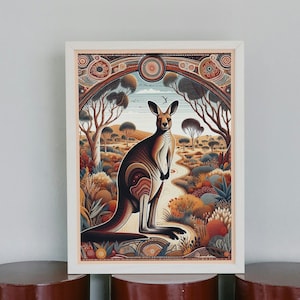 Kangaroo Art Print - Wall Poster Australia - Traditional Art Print - Cultural Art - Kangaroo Print - Travel Poster - Wall Decoration