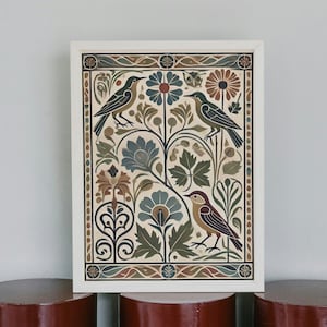Stampa artistica William Morris - Poster floreale con uccelli naturali - Stampa artistica tradizionale - Stampa di uccelli - Poster di fiori e uccelli - Decorazione da parete - Stampa