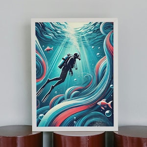 Scuba Diving Poster - Wall Poster Adventure - Outdoor Art Print - Sea Diving - Nature Print -Travel Poster - Wall Decoration - Ocean - Coral