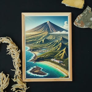 Tenerife Poster - Spain Print - Tenerife Travel - Canary Islands Poster - Wall Art - Illustration - Vintage - Landscape Print - Mount Teide
