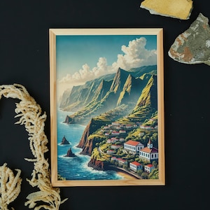 Madeira Poster - Portugal Druck - Madeira Reise - Einzigartige Wandkunst - Illustration - Vintage Kunst - Landschaftsdruck - Atlantikinsel Dekor