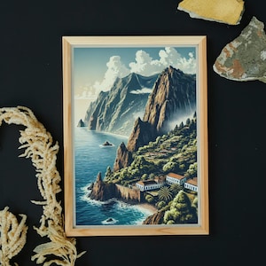 Madeira Poster - Portugal Druck - Madeira Reise - Einzigartige Wandkunst - Illustration - Vintage Kunst - Landschaftsdruck - Atlantikinsel Dekor