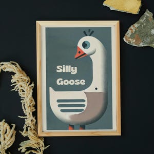 Dummer Gans Druck - Lustiges Kunst Poster - Cartoon Kunst - Dummer Gans - Lustiger Druck - Cartoon Gans - Comic Buch Kunst - Kinderzimmer Poster