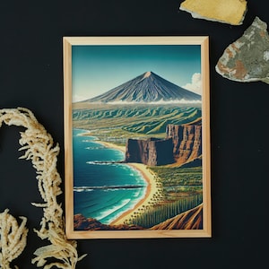 Tenerife Poster - Spain Print - Tenerife Travel - Canary Islands Poster - Wall Art - Illustration - Vintage - Landscape Print - Mount Teide