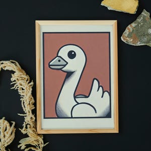 Dummer Gans Druck - Lustiges Kunst Poster - Cartoon Kunst - Dummer Gans - Lustiger Druck - Cartoon Gans - Comic Buch Kunst - Kinderzimmer Poster