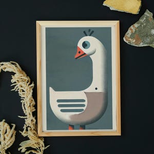Dummer Gans Druck - Lustiges Kunst Poster - Cartoon Kunst - Dummer Gans - Lustiger Druck - Cartoon Gans - Comic Buch Kunst - Kinderzimmer Poster