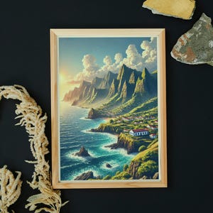 Madeira Poster - Portugal Druck - Madeira Reise - Einzigartige Wandkunst - Illustration - Vintage Kunst - Landschaftsdruck - Atlantikinsel Dekor