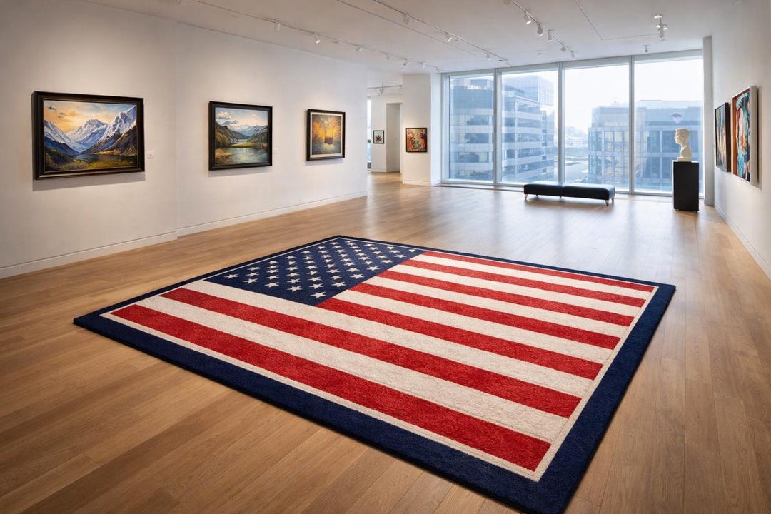 Hand Tufted Wool American Flag Rug, Patriotic Stars Stripes Carpet, USA ...