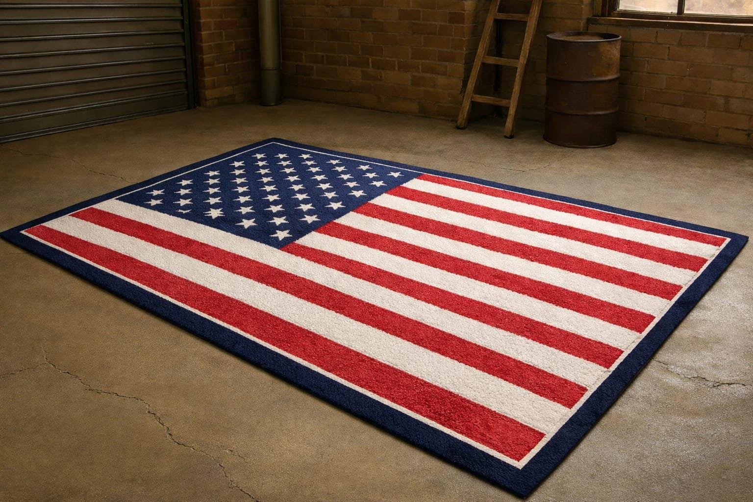 Hand Tufted Wool American Flag Rug, Patriotic Stars Stripes Carpet, USA ...