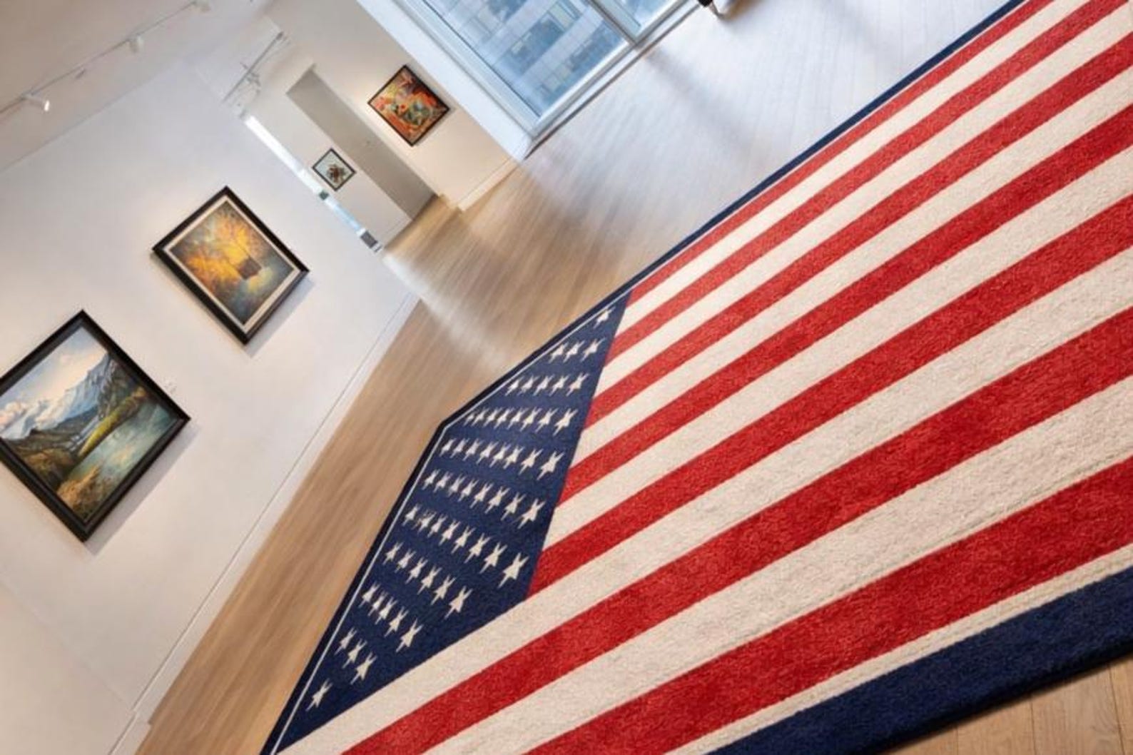 Hand Tufted Wool American Flag Rug, Patriotic Stars Stripes Carpet, USA ...