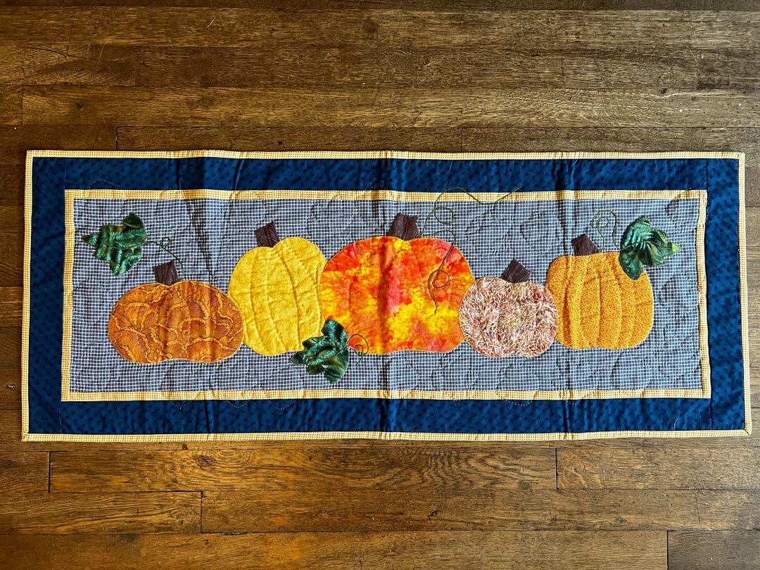 Handcrafted Pumpkin Harvest Fall Table Runner or Tapestry Thanksgiving ...