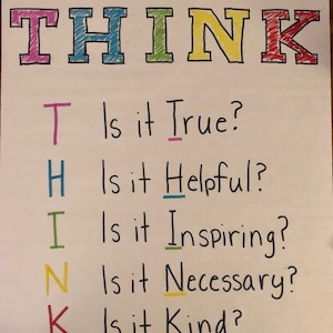 THINK Before You Speak Anchor Learning Chart SEL Skills Classroom Teacher Middle School Resource Poster 2nd 3rd 4th 5th 6th Grade