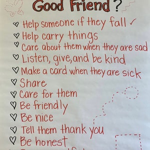 How to be a Good Friend Anchor Chart SEL Classroom Teacher Learning Resource Poster Primary Kindergarten 1st 2nd 3rd 4th 5th Grade