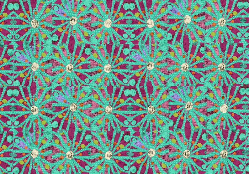 Aqua Flower Fabric image 2