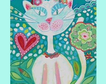 Michele cat fabric panel