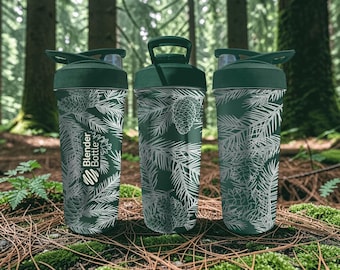 Vaso mezclador con forma de piña – Envoltura de rama de pino grabada – Acero inoxidable aislado de 24 oz – Regalo para amantes de la naturaleza