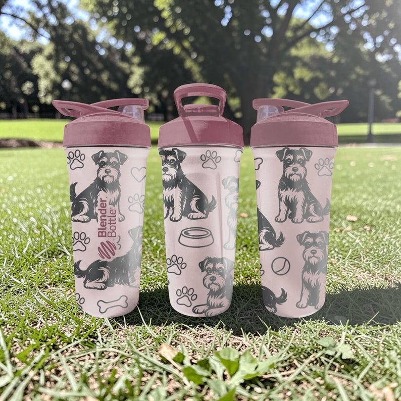 Mini Schnauzer BlenderBottle Shaker Cup – Graverad Hundförpackning – 740 ml Isolerat Rostfritt Stål – Present till Hundälskare bild 1