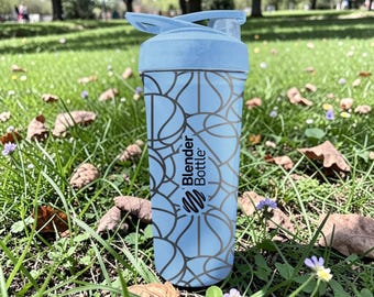 Basketball BlenderBottle Shaker Cup – Engraved Basketball Pattern Wrap – 24oz Insulated Stainless Steel – Gift for Basketball Lovers