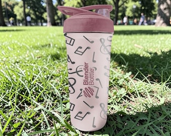 Music Notes BlenderBottle Shaker Cup – Engraved Musical Symbols Wrap – 24oz Insulated Stainless Steel – Gift for Music Lovers
