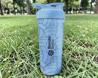 Volleyball BlenderBottle Shaker Cup – Engraved Volleyball Pattern Wrap – 24oz Insulated Stainless Steel – Gift for Volleyball Players