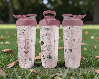 Spotted Puppy Inspired BlenderBottle Shaker Cup – Engraved Cute Dalmatian Dog Wrap – 24oz Stainless Steel – Dog Lover Gift
