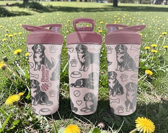 Australian Shepherd BlenderBottle Shaker Cup – Engraved Dog Wrap – 24oz Insulated Stainless Steel – Gift for Dog Lovers
