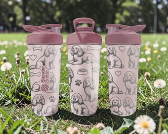 Dachshund BlenderBottle Shaker Cup – Engraved Wiener Dog Wrap – 24oz Insulated Stainless Steel – Gift for Dog Lovers