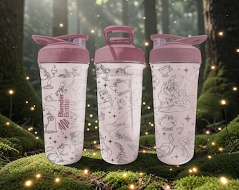 Enchanted Fairy Tale Inspired BlenderBottle Shaker Cup – Engraved Magical Story Wrap – 24oz Insulated Stainless Steel – Fantasy Gift