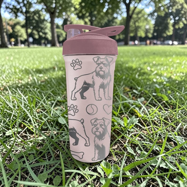 Schnauzer BlenderBottle Shaker Cup – Engraved Dog Wrap – 24oz Insulated Stainless Steel – Gift for Dog Lovers image 6