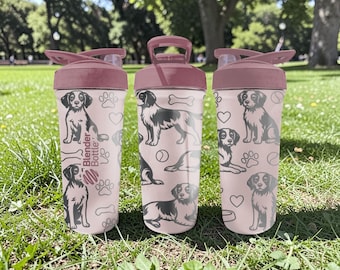Border Collie BlenderBottle Shaker Cup – Engraved Dog Wrap – 24oz Insulated Stainless Steel – Gift for Dog Lovers