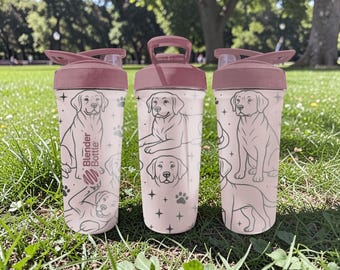 Labrador Retriever BlenderBottle Shaker Cup – Graverad Hundförpackning – 74 cl Isolerat Rostfritt Stål – Present till Hundälskare