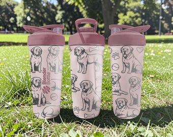 Labrador Retriever BlenderBottle Shaker Cup – Engraved Dog Wrap – 24oz Insulated Stainless Steel – Gift for Dog Lovers