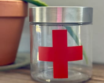 Apothecary first-aid bathroom glass jar