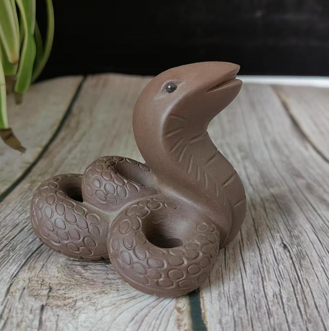 Collectible Zisha Snake Figurine Feng Shui Porcelain Indoor Snake Lunar ...