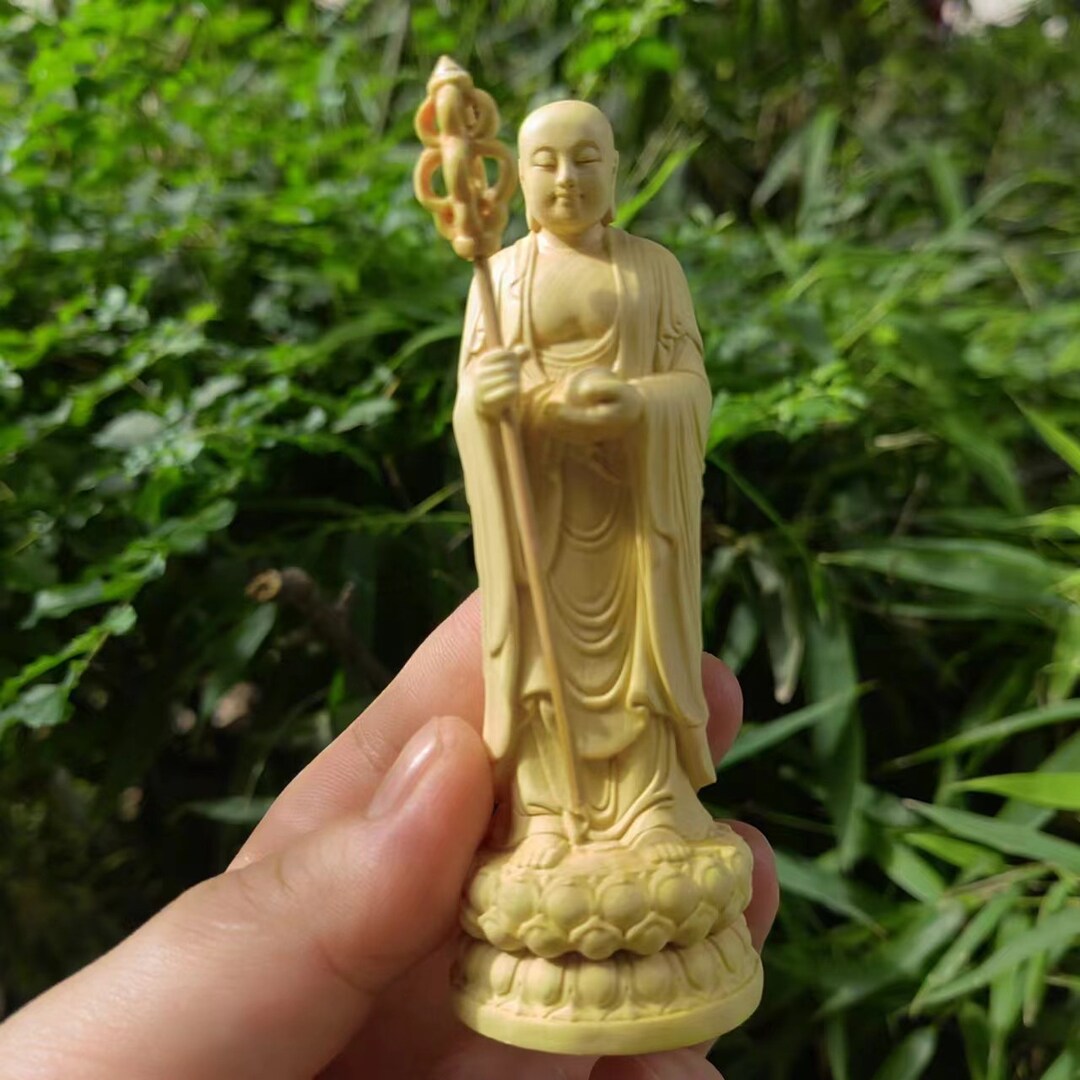 Bodhisattva Ksitigarbha en bois, posture debout, Dizang pusa, statue en — free download