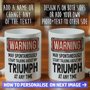 Triumph Mug - Gift for a motorcycle enthusiast - Can be personalised