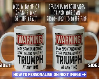 Triumph Mug - Gift for a motorcycle enthusiast - Can be personalised