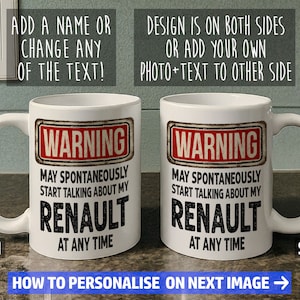 Renault Mug - Gift for a motoring enthusiast - Can be personalised