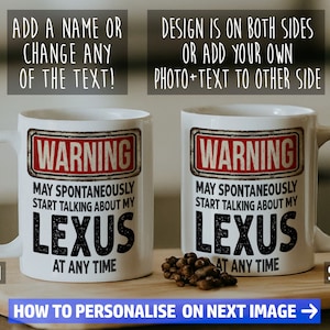 Lexus Mug - Gift for a motoring enthusiast - Can be personalised