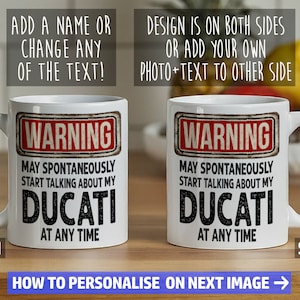 Taza Ducati - Regalo para un entusiasta de las motos - Se puede personalizar